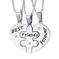 thumbnail image 1 of 3pcs Stainless Steel Friendship Forever Messages Puzzle Necklaces, 1 of 9