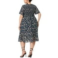 thumbnail image 3 of Agnes Orinda Women's Plus Size Clothes Smocked Floral Elegant Midi Flare Dresses 4X Blue, 3 of 6