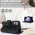 thumbnail image 6 of ELEHOLD for Samsung Galaxy S23 FE PU Leather Wallet Case, with Card Holder Strap Shoulder Lanyard for Women Men, Durable Zipper Kickstand Cover for Samsung Galaxy S23 FE,Black, 6 of 10