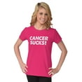thumbnail image 3 of Cancer Sucks Breast Awareness Quote Womens Slim Fit Graphic Tee Brisco Brands S, 3 of 5