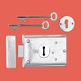 thumbnail image 2 of Renovator's Supply Steel Rim Door Lock 4.8" Chrome Plated Door Lock Hardware, 2 of 2