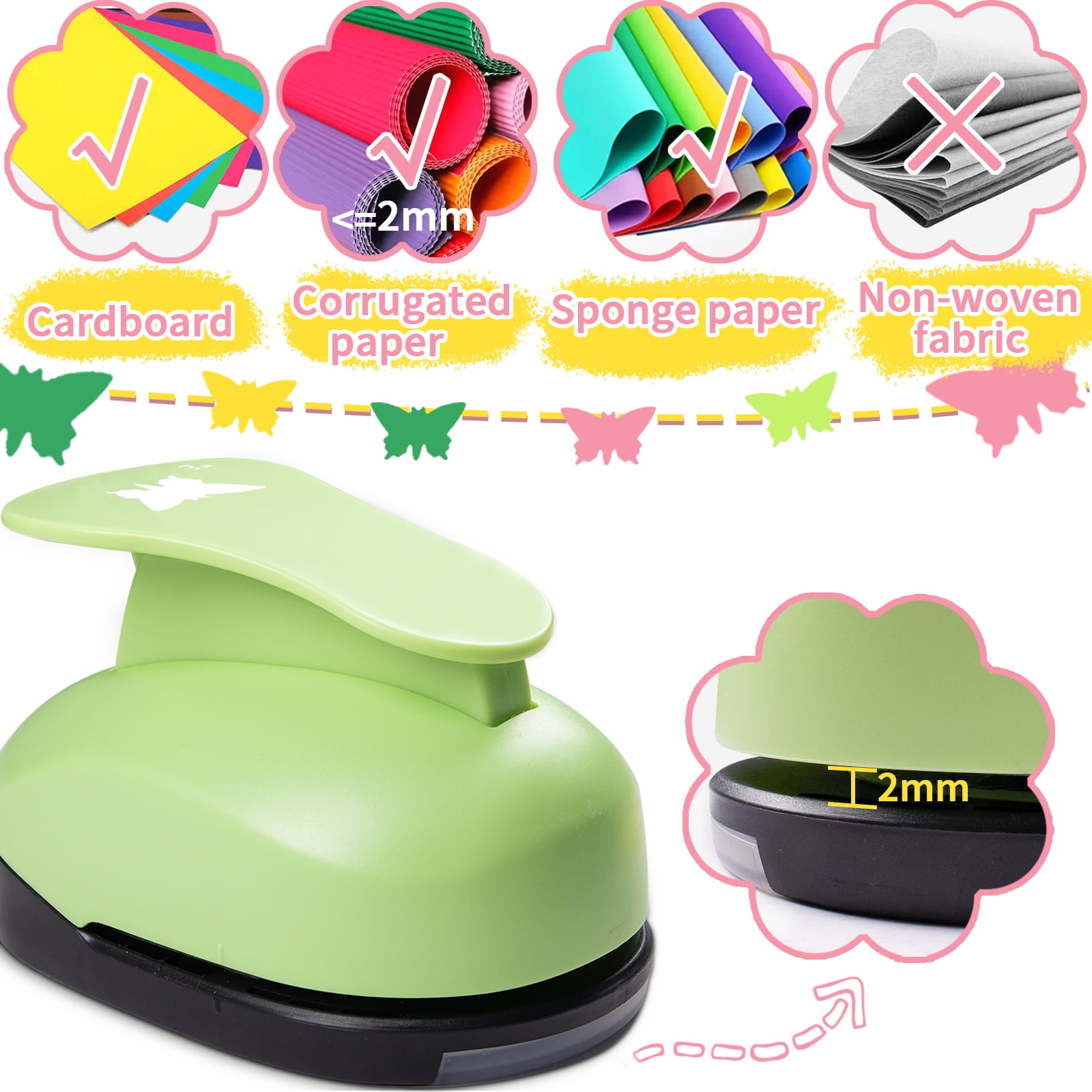 Bira 3 Inch Butterfly Craft Punch - Lever Action Paper Punch For Scrapbooking & Cards