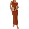 thumbnail image 1 of Vestido largo BTFBM de verano con un solo hombro y abertura fruncida de malla para mujer, 1 of 6