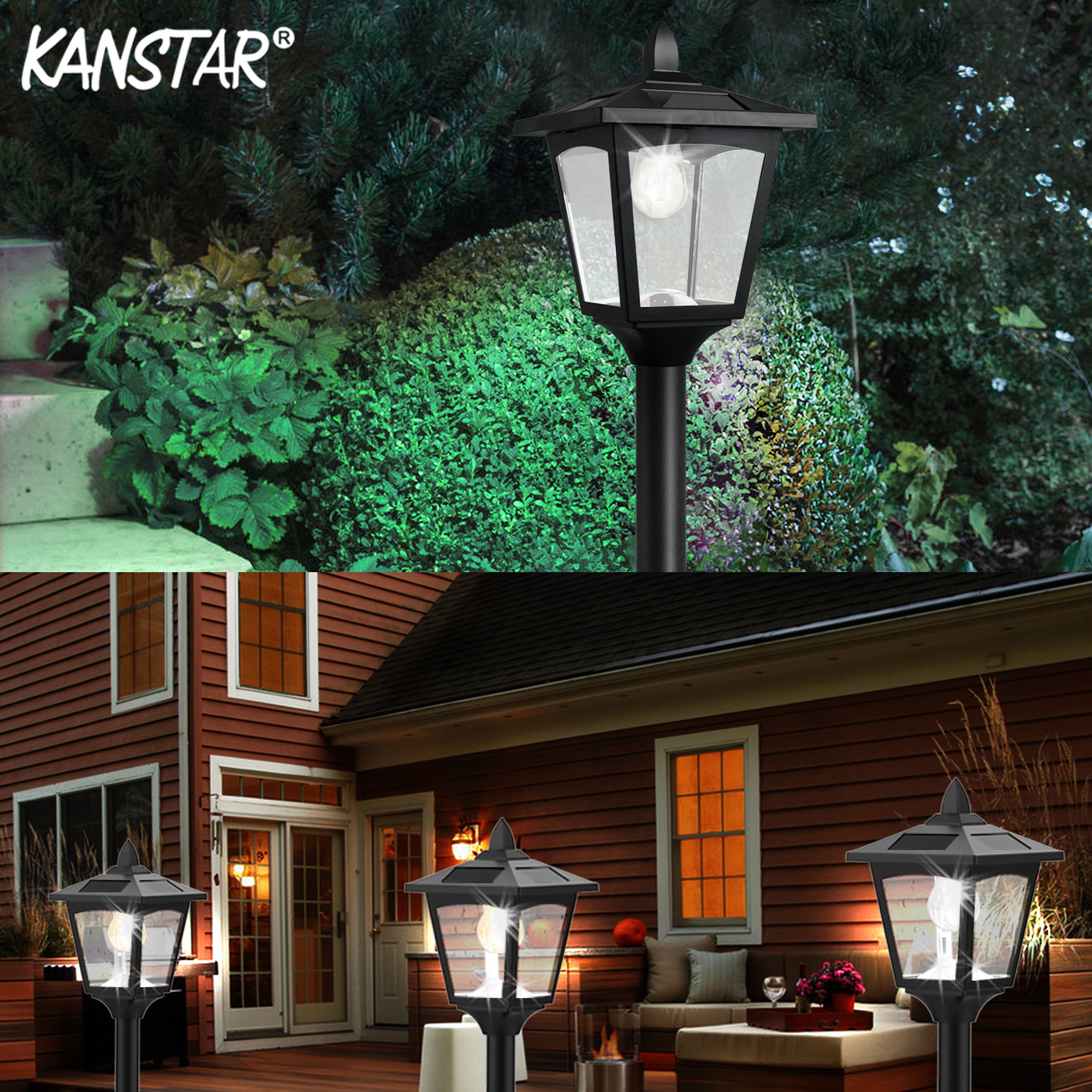 70" Street Vintage Outdoor Garden LED Solar Lamp Post Light Lawn - Adjustable