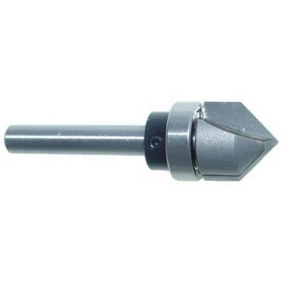Magnate 733 V-Grooving with Top Mounted Bearing Router Bit — 90 Degree; 5/8" Cutting Diameter; 1/4" Shank Diameter; 5/8" Cutting Length; 1-1/4" Shank Length