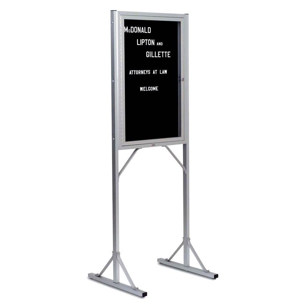 Standing Black Felt Glass Enclosed Bulletin Board (36 in. x 48 in