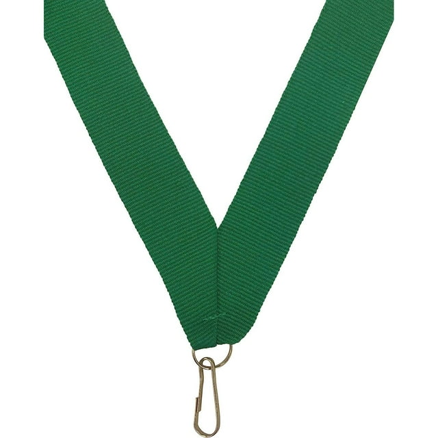 Green Neck Ribbons for Medals with Snap Clips Flat Lanyard Award (Pack