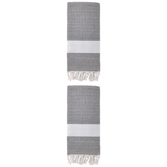 Unique Bargains Geometric Sandproof Turkish Beach Towel Dark Grey 71"x40"