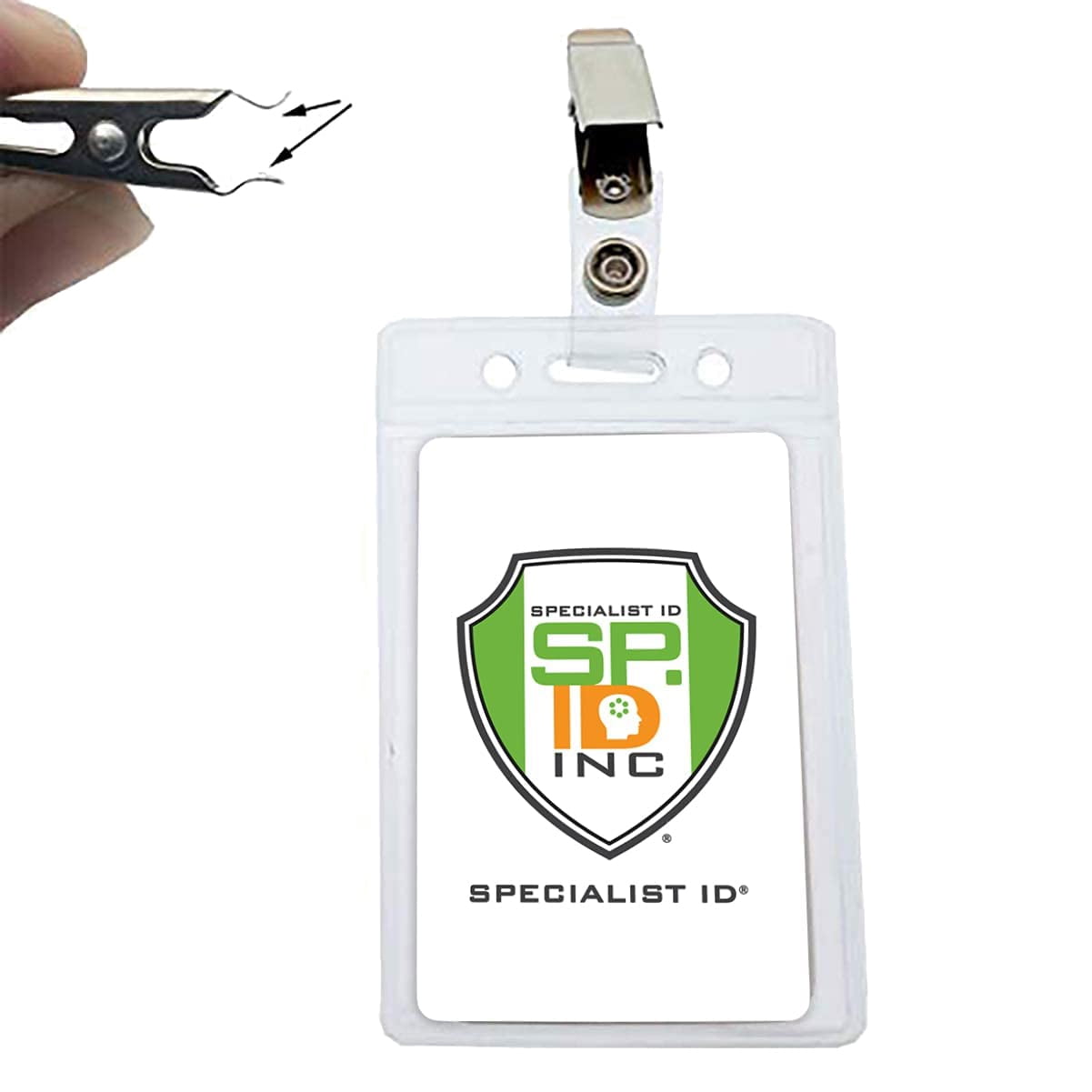 10 Pack Vertical Name Tag Badge Holders with Snag Free Clips by Specialist ID 