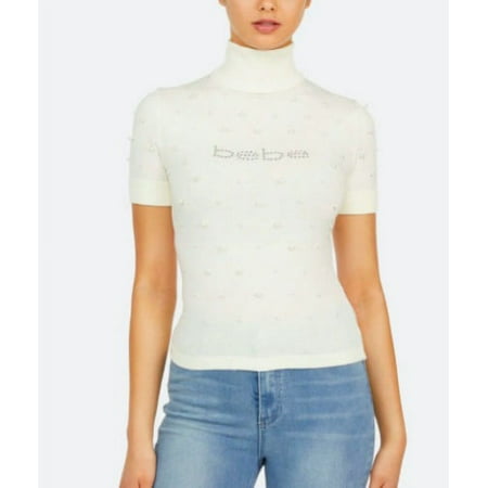 Bebe MARSHMALLOW Women's Pearl Logo Sweater, US Small