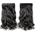 thumbnail image 2 of Hairro One Piece 3/4 Full Head Clip In Hair Extensions 17" Inch Curly 5 Clips Wavy Hairpieces Heat Resistant - Bleach Blonde(Weight:120g), 2 of 7