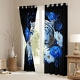 thumbnail image 3 of Feelyou Jungle White Tiger Blackout Curtains Set of 2 (52x84 Each), Blue Rose Flower Window Curtains, Couple Lover Men Women Curtains and Drapes, Window Curtains Decor, 3 of 6