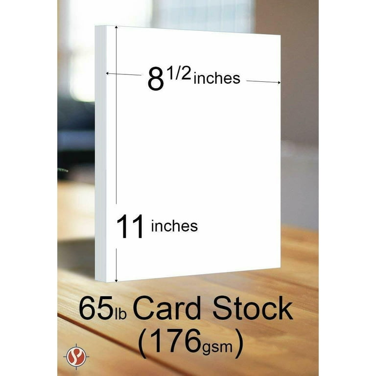 White Cardstock - Thick Paper for School, Arts and Crafts, Invitations,  Stationary Printing, 65 lb Card Stock, 8.5 x 11 inch, Medium Weight  Cover Stock (176 gsm) 96 Brightness