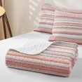 thumbnail image 4 of Castle Fairy Bohemian Horizontal Stripe Quilt King 3 Pieces,Hippie Line King Coverlet Set,Pink Taupe White,1 Bedspread and 2 Pillowcases, 4 of 7