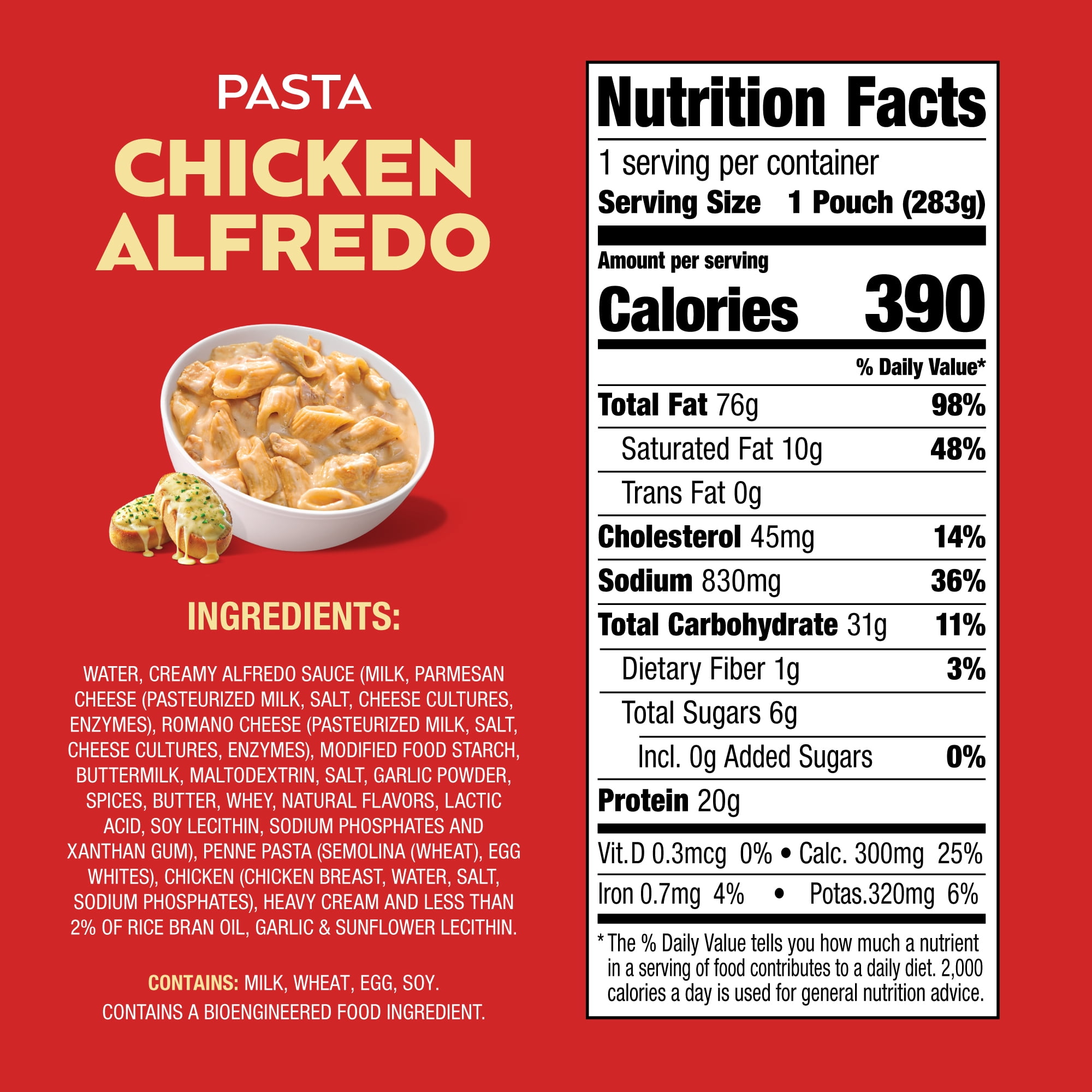 (6 pack) Proper Good Chicken Alfredo Pasta, Ready in 90 Seconds, Shelf Stable Meal, 10 oz