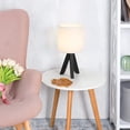 thumbnail image 4 of Oumilen 14.37” Smooth Wooden Tripod Table Lamp with White Fabric Shade (2 Count), 4 of 7