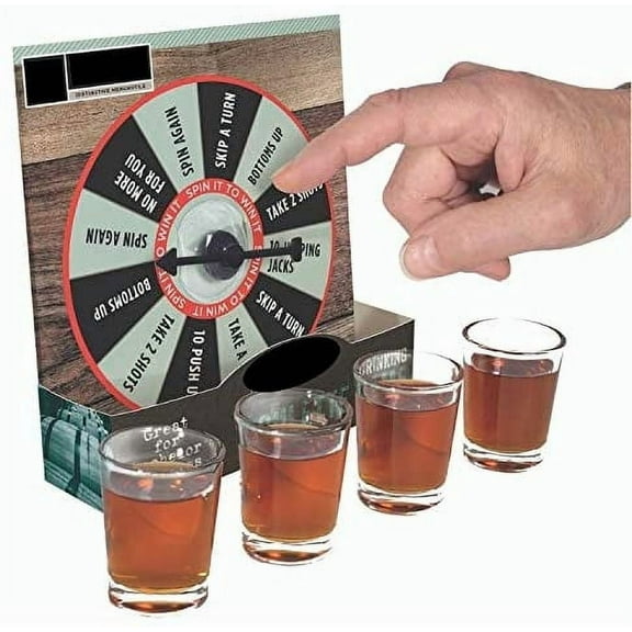 Shot Glass Roulette Drinking Game with 4 Shot Glasses - Fun Drinking Games for Adults Party - Great Ice Breaker in Parties