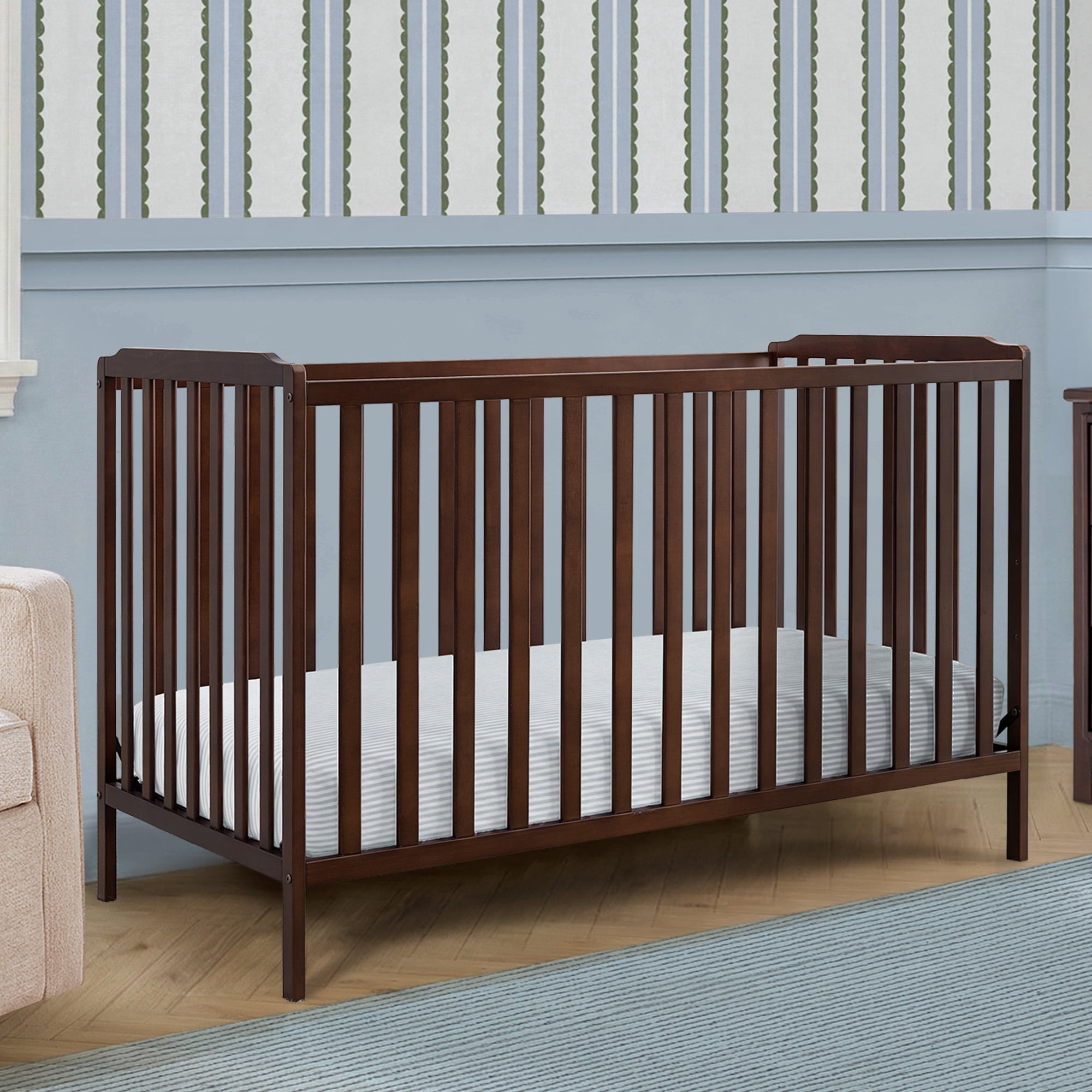 Delta Children Emmie 4-in-1 Convertible Crib - Converts from Baby Crib to Toddler Bed, Daybed and Sofa Bed, Fits Standard Full-Size Crib Mattress, Espresso