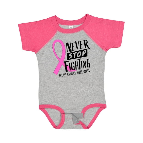 Inktastic Never Stop Fighting Breast Cancer Awareness Boys or Girls Baby Bodysuit