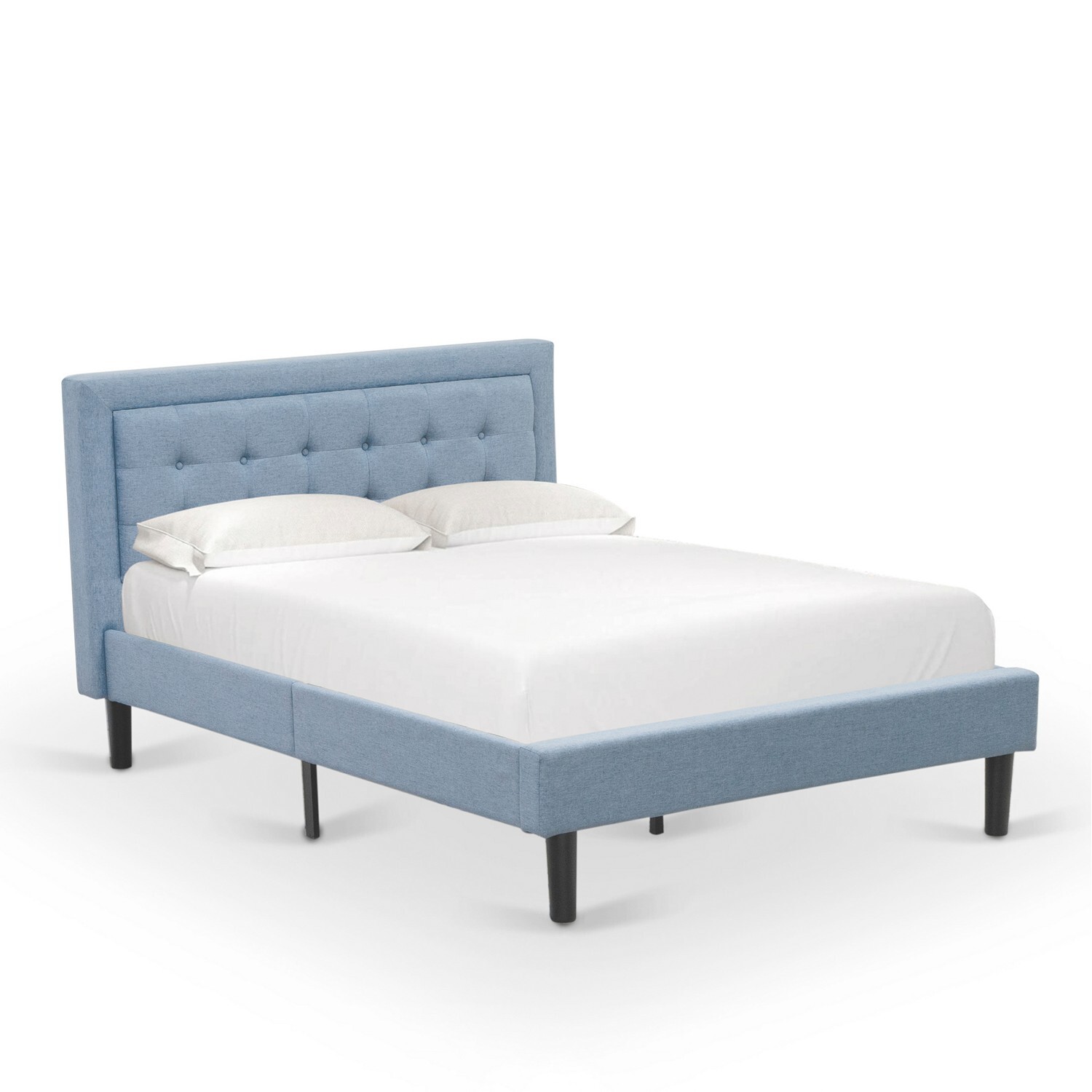 East West Furniture 2-piece Wood Platform Full Bedroom Set in Denim Blue/Navy - image 2 of 5