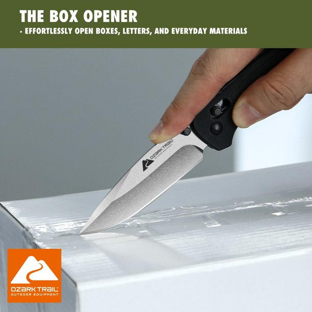 Ozark Trail 7.5 inch Folding Knife,D2 Blade,Black Handle, Slide