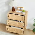 thumbnail image 6 of Modern 3 Drawer Dresser, Wood Chest of Drawers, Nightstand for Bedroom, Contemporary Three Drawer Dresser (Natural), 6 of 18
