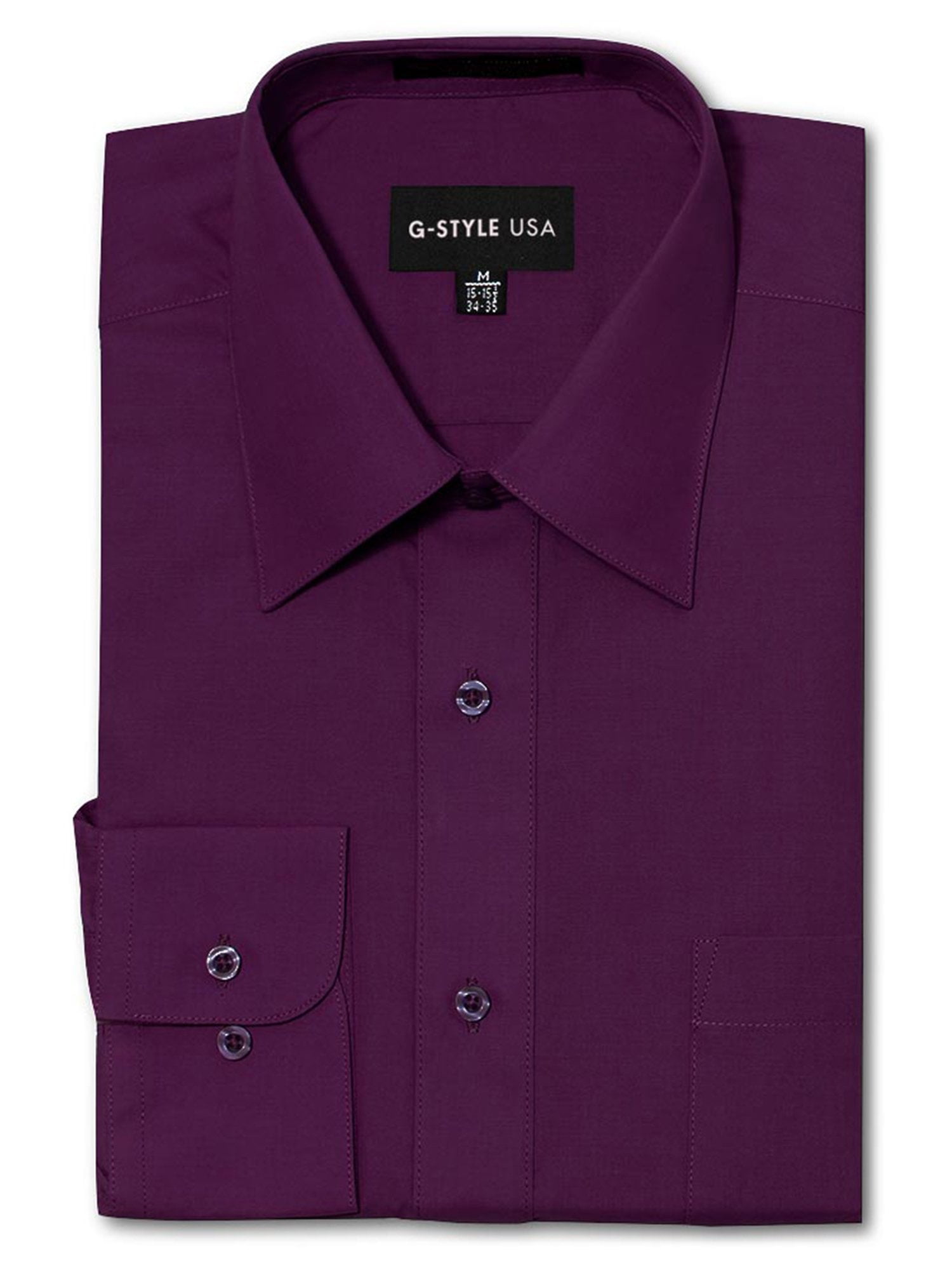 GStyle USA Men's Regular Fit Long Sleeve Solid Color Dress Shirts