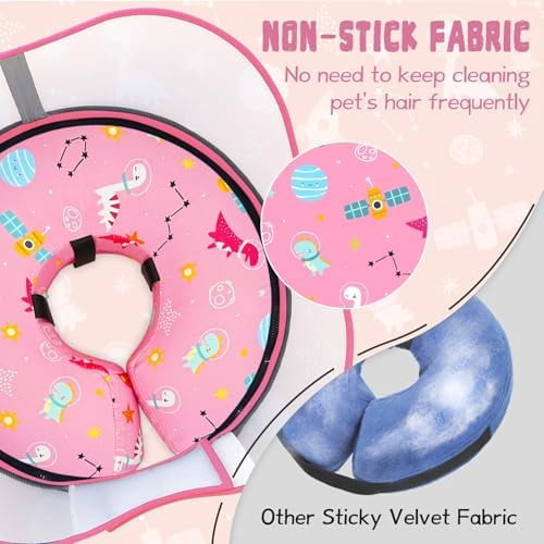 Elevated Inflatable Dog Cone Collar to Stop Licking, Dog Donut Collar After Surgery, Soft Pet Cone Alternative for Small Medium Large Dogs Pink,S(Neck 7"-9.5")