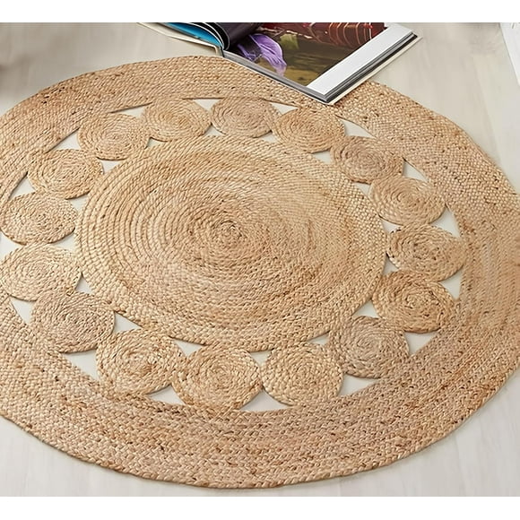 Hand Braided Rounnd Jute Rug Area Rounnd Area Rug Custom Size Round Rug Indian Handmade Home Decor Rounnd Rugs 2x2 feet