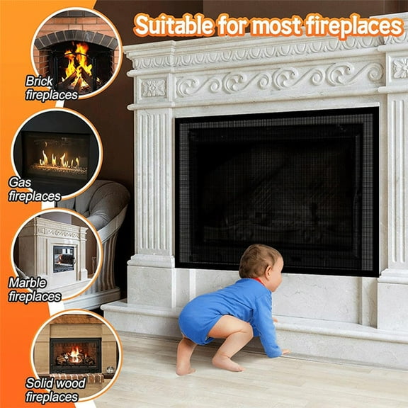 Mesh Fireplace Cover- Fireplace Cover Baby Proof to Prevent Baby and Pet