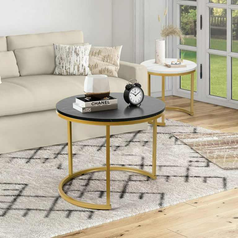 Richya Coffee Tables For Living Room Small Round Table Set Of 2 Nesting Es Com