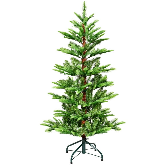 Flower Dance® 4ft Christmas Tree with 100 Warm White LED Lights, 298 PE PVC Tips, Auto-Unfold Memory Wire, Hinged Structure & Stable Metal Stand – Easy Assembly Holiday Tree