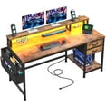 thumbnail image 3 of EnHomee 48" Computer Desk with Drawers, Desk with Power Outlet & Storage, Writing Desk with Monitor Stand for Home Office, Rustic Brown, 3 of 8