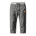 thumbnail image 4 of JUUYY Men's Outdoor Capri Pants with Pockets, Drawstring Lightweight Elastic Waist Loose Beach Vacation Casual Summer Cropped Pants Dark Gray L, 4 of 5