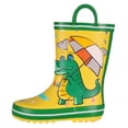thumbnail image 6 of Toddler Rain Boots Kids Waterproof Printed Boys Girls Natural Rubber Rainboots with Handles,Yellow Dinosaur,6T, 6 of 8