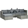 thumbnail image 1 of Outsunny Patio Wicker Sofa Furniture Set with Cushions Mixed 6 Pieces grey, 1 of 10