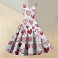 thumbnail image 2 of LWavelet 2026 Valentine's Soft Vibe Valentine Sundress, Spaghetti Strap Heart Print Fitted Waist Flared Dress Beige S, 2 of 4