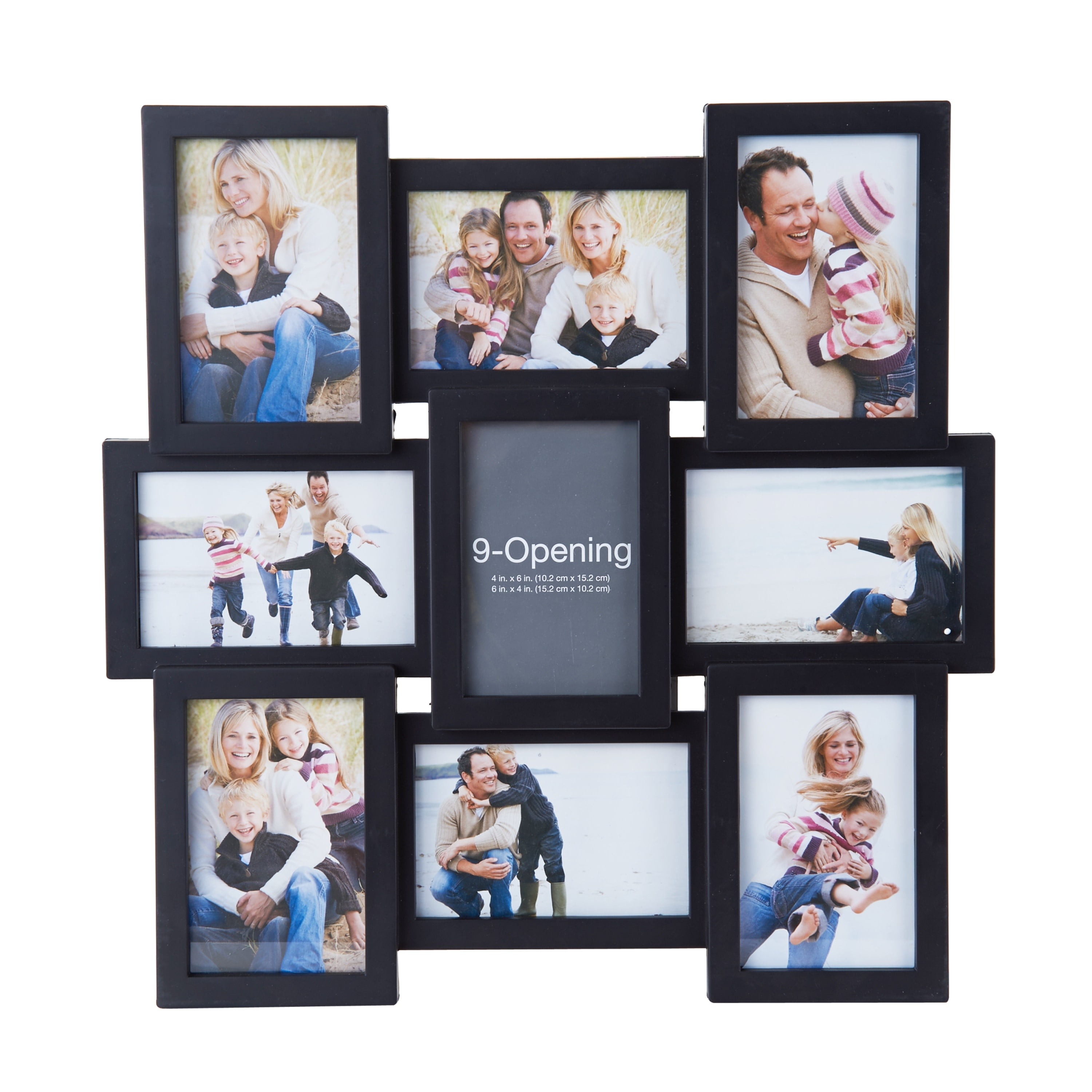 19 x 17 inch,Distressed Black Melannco Customizable Letterboard 8-Opening Photo Collage