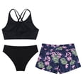 thumbnail image 4 of YONGHS Kids Girls 3-pieces Tropical Rash Guard Tankini Sets Athletic Shorts Bikini Top Surf Swimsuits Flowers 8, 4 of 7