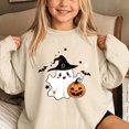 thumbnail image 6 of DJDLJWCJ Girls Halloween Fleece Sweatshirt Long Sleeve Crew Neck Oversized Graphic Pullover Kids Fall Casual Halloween Sweatshirts Khaki Size 3T, 6 of 7