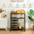 thumbnail image 5 of Gymax 3-Tier Rolling Kitchen Serving Cart Utility Trolley w/ Wine Bottle Rack, 5 of 10