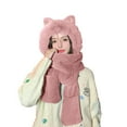 thumbnail image 2 of Dyfzdhu Women Winter Slouchy Knit Warm Cute Strawberry Hats Wool Cap Scarf Two In One Hood Hat Pink, 2 of 5