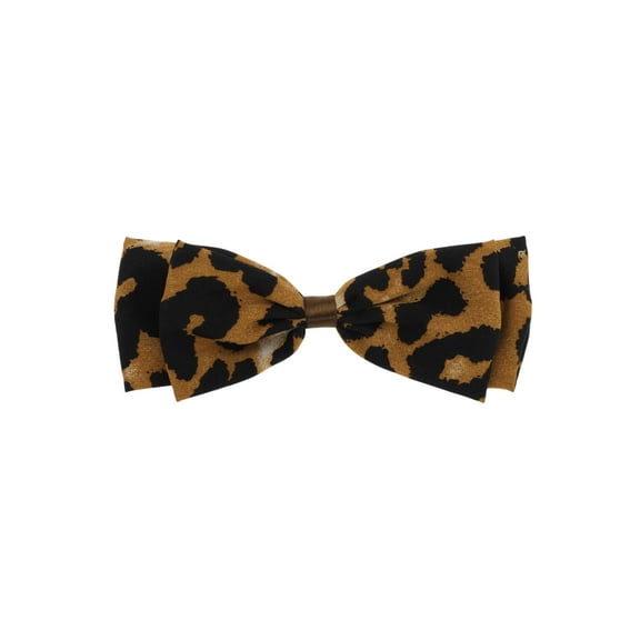 Unique Bargains 1 Pc Elegant Leopard Print Bow Duckbill Hair Clips Yellow