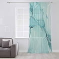 thumbnail image 3 of Turquoise Semi Sheer Curtains Drapes for Living Room, Bedroom, French Doors Window 45 Inches Long, Modern Marble Ink Painting Abstract Art Rod Pocket Chiffon Curtain Drapery Voile Draperies Panel, 3 of 6