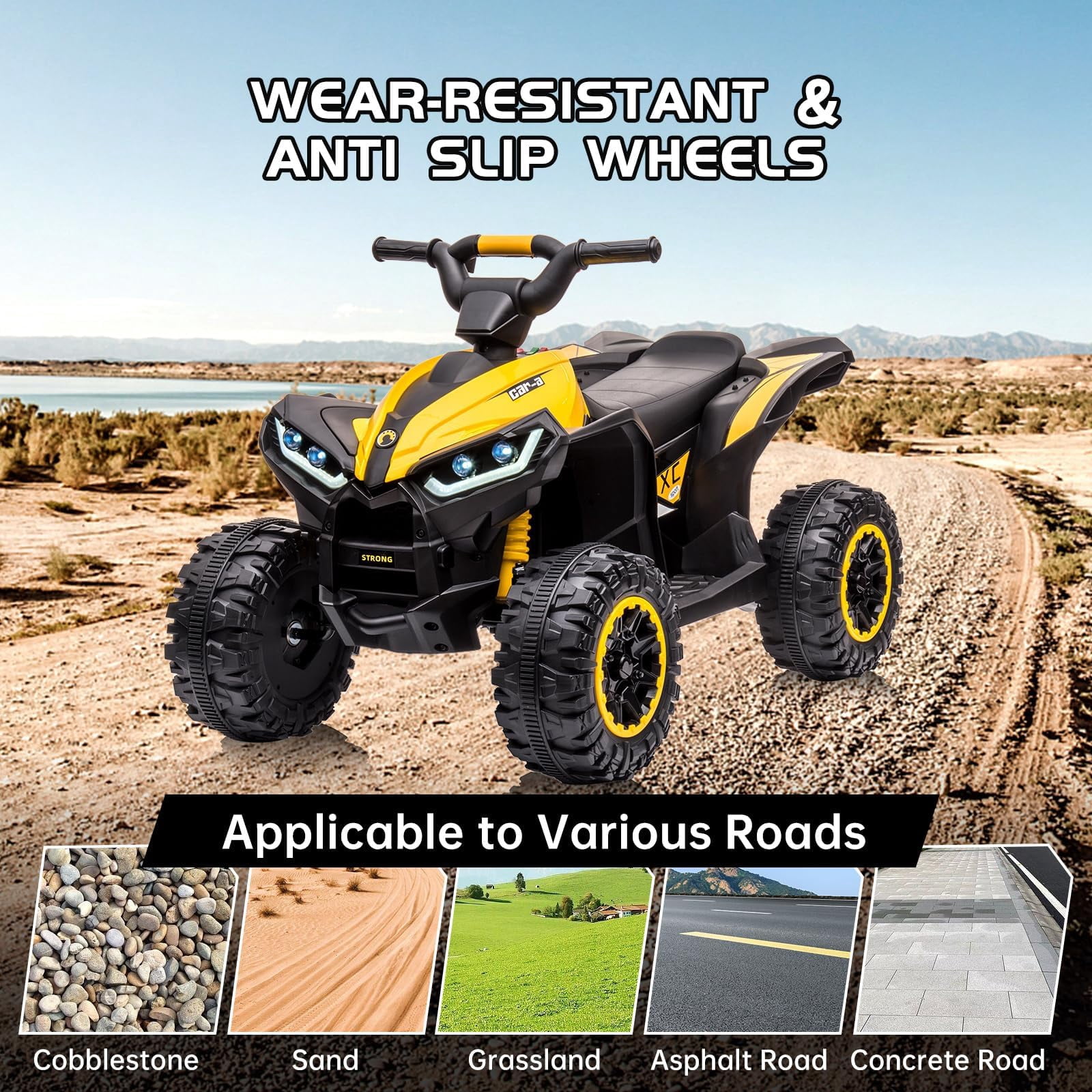 Accreate Battery Powered 12V Kids Electric ATV, Dual Motor 4-Wheeler with Parent Remote, Music Dashboard, 1.9–3.1 MPH, 7AH, Shock Absorber, Front Lights, for Children Ages 3–8, 40–60 Min Run Time