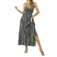 thumbnail image 5 of Musuos Women Leopard Printed Slip Dress, Sleeveless Backless Deep V-neck A-line Long Dress, 5 of 10