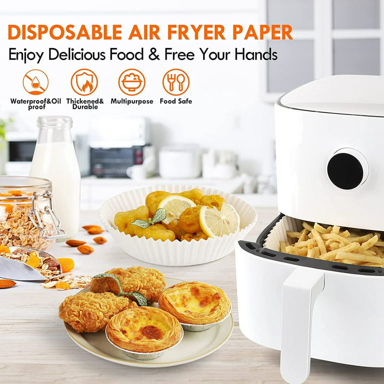 Air Fryer Disposable Paper Liner,Air Fryer Liners,100PCS 6.3 inch Air Fryer  Paper Liners, Non-Stick Air Fryer Parchment Liners,Waterproof,Oil