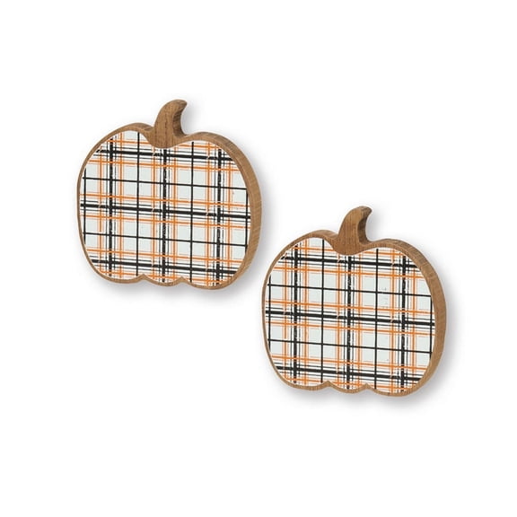 CP Halloween Decor - Small Black White Orange Pumpkins 2pc Set