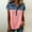 *Pink, variant on ClodeEU Women's Patchwork Faux Denim Print Short Sleeve Notch Collar Shirt ,Casual Fashion Blouse Beige,Womens Plus L