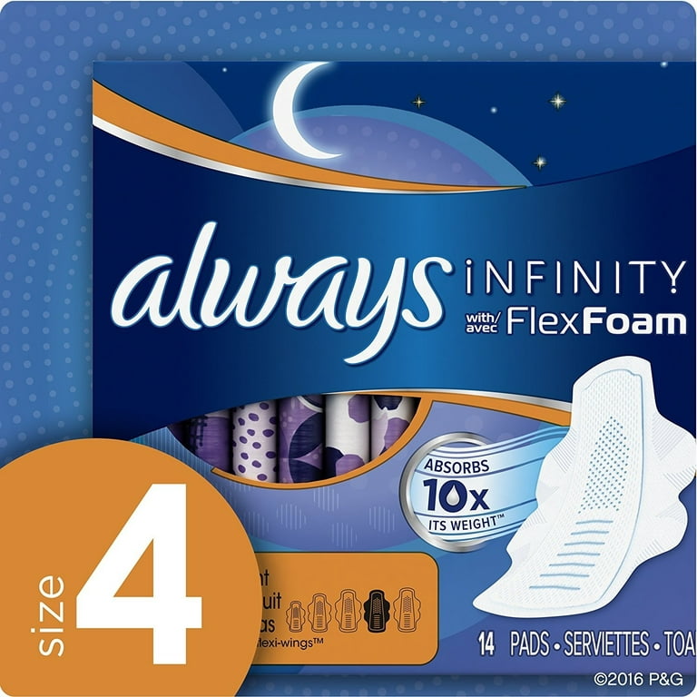 Size 2 Infinity Flex Foam Pads Bundle | Includes 3, 16 Count Boxes of  Infinity Flex Foam Size 2 Pads with Wings, Heavy Flow, Unscented | Plus  Travel